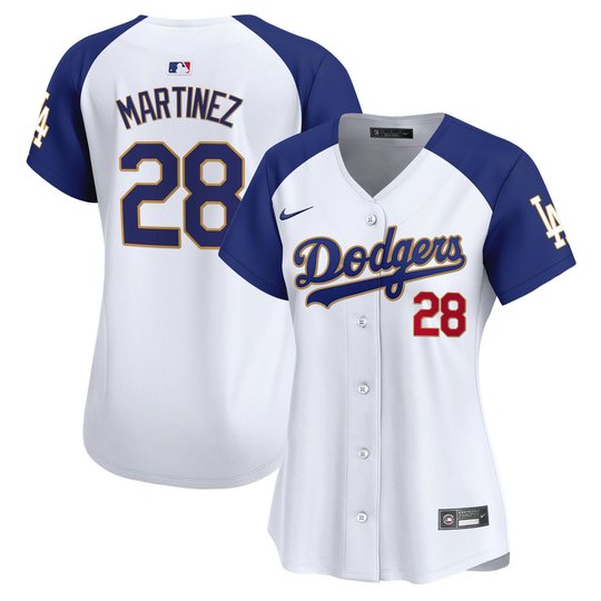 Women's Dodgers Gold Trim Vapor Premier Limited Jersey - All Stitched
