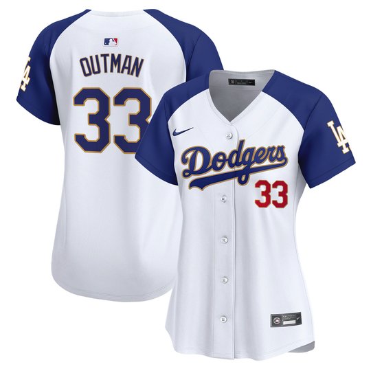 Women's Dodgers Gold Trim Vapor Premier Limited Jersey - All Stitched