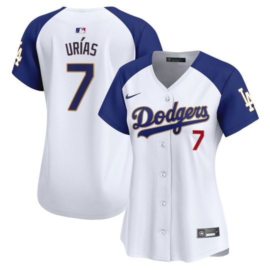 Women's Dodgers Gold Trim Vapor Premier Limited Jersey - All Stitched