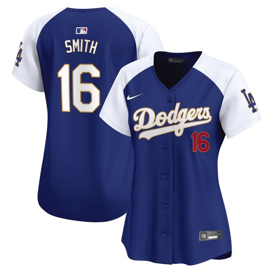 Women's Dodgers Gold Trim Vapor Premier Limited Jersey - All Stitched
