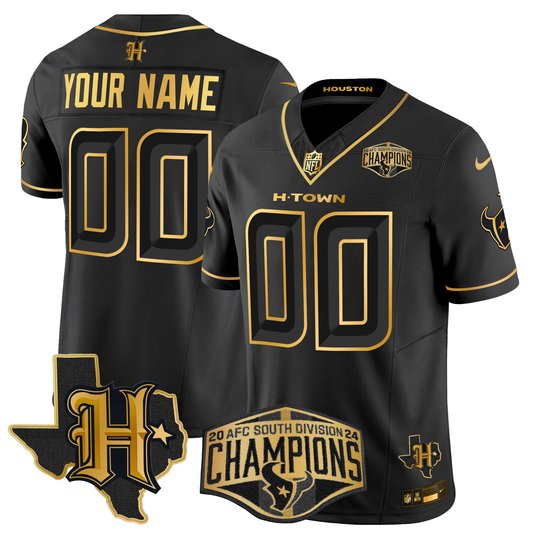 Houston Texans 2024 AFC South Division Champions Patch Gold Vapor Limited Custom Jersey - All Stitched