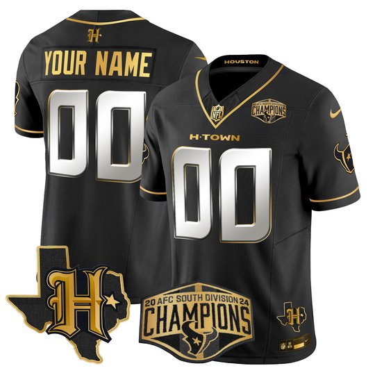 Houston Texans 2024 AFC South Division Champions Patch Gold Vapor Limited Custom Jersey - All Stitched