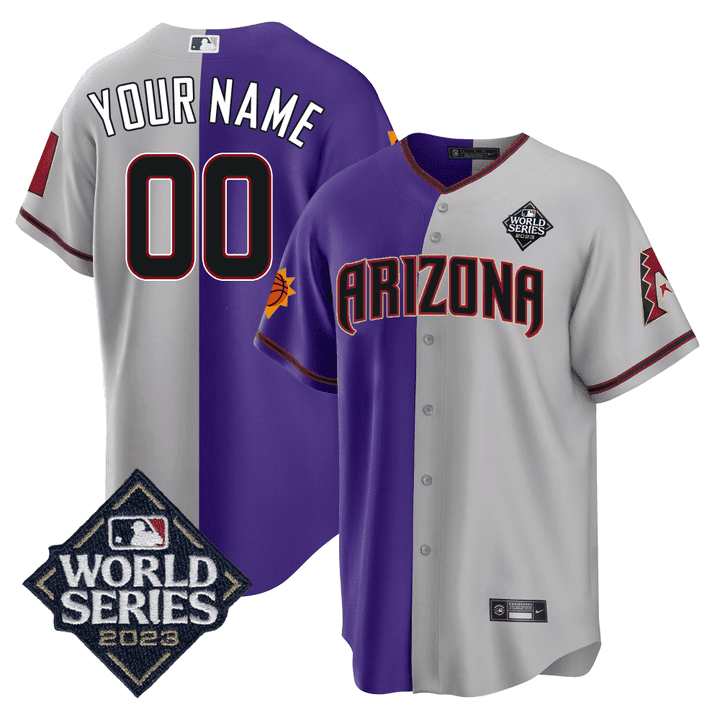 Split Arizona Dbacks - Suns 2023 World Series Patch Custom Jersey - All Stitched