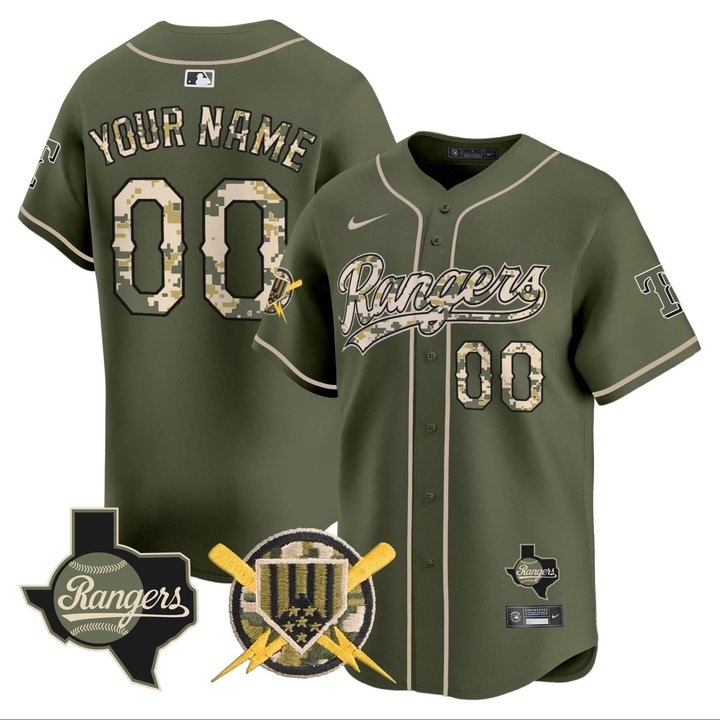 Texas Rangers Armed Forces Day Vapor Premier Limited Custom Jersey - All Stitched