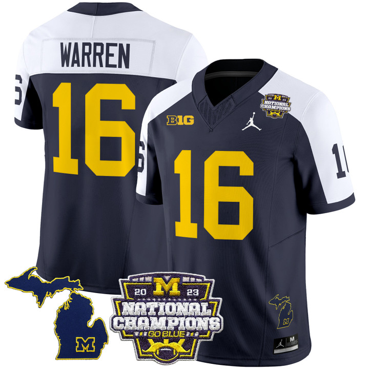 Men's Michigan Wolverines 2024 CFP & National Champions Patch Vapor Limited Jersey V6 - All Stitched