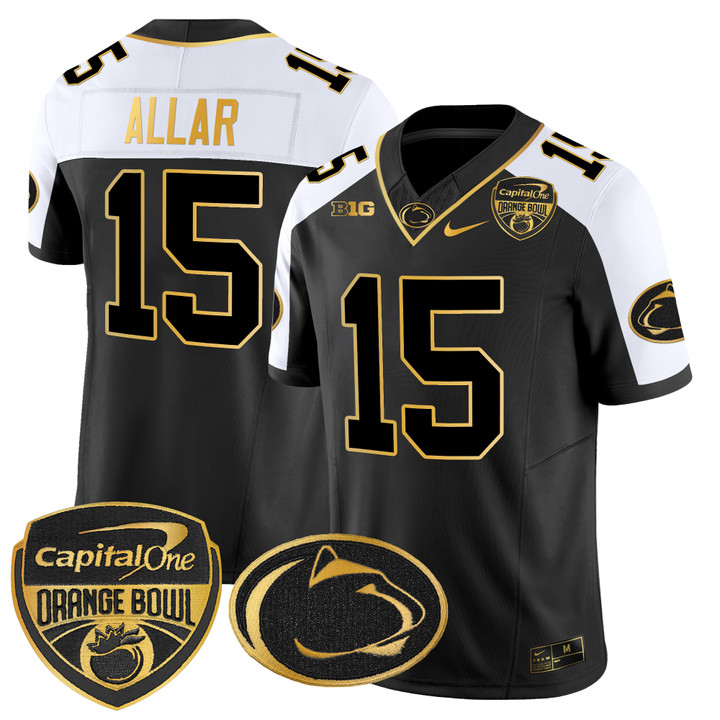 Men's Penn State Nittany Lions Orange Bowl Patch Gold Vapor Limited Jersey - All Stitched