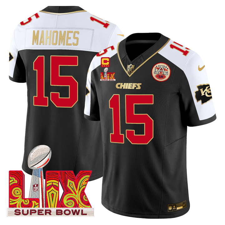 Men's Chiefs Super Bowl LIX Patch Gold Trim Vapor Limited Jersey - All Stitched