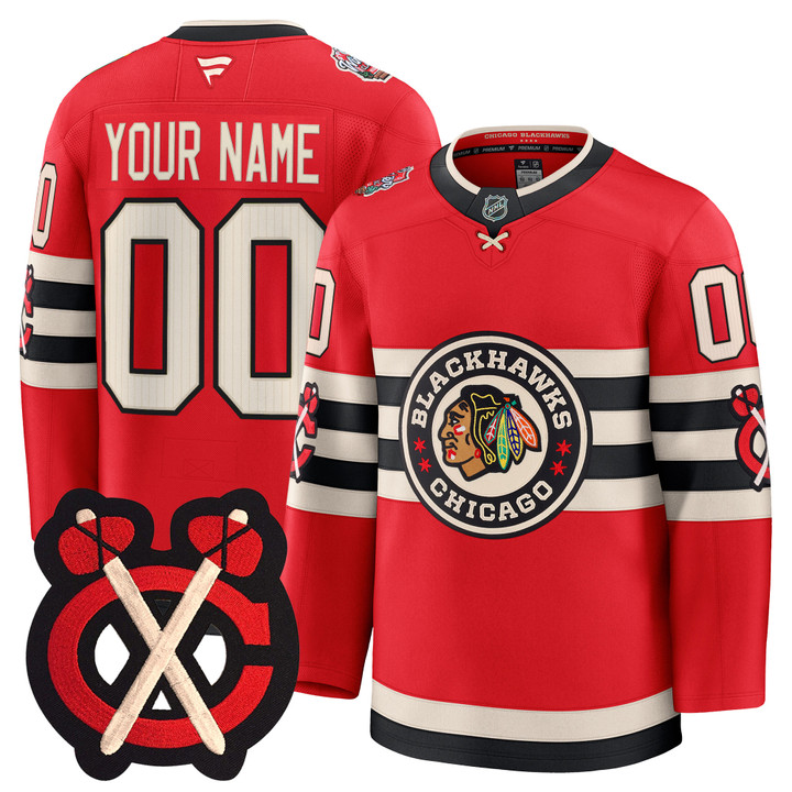 Chicago Blackhawks Winter Classic Patch Premium Custom Jersey - All Stitched