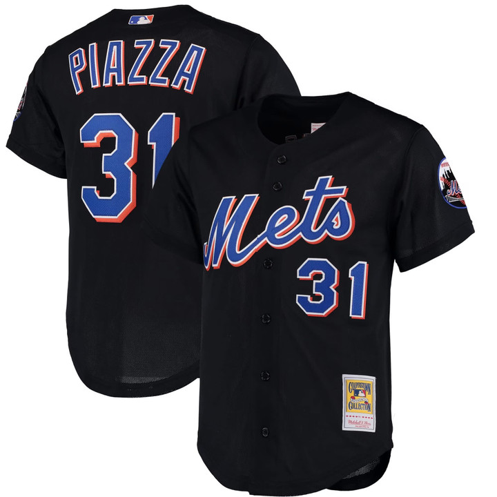 Piazza #31 New York Mets Black Jersey - All Stitched