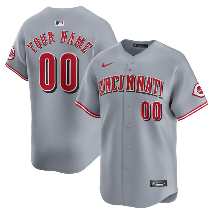 Cincinnati Reds Gray Road Custom Jersey - All Stitched