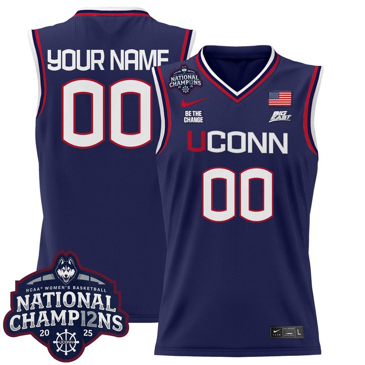 UConn Huskies 2025 Women's National Champions Patch Lightweight Basketball Custom Jersey - All Stitched