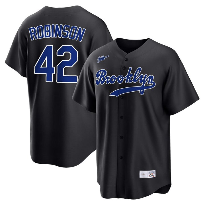 Jackie Robinson Brooklyn Dodgers Black Jersey - All Stitched