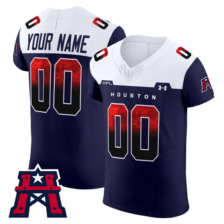 Houston Roughnecks Navy Custom Jersey - All Stitched