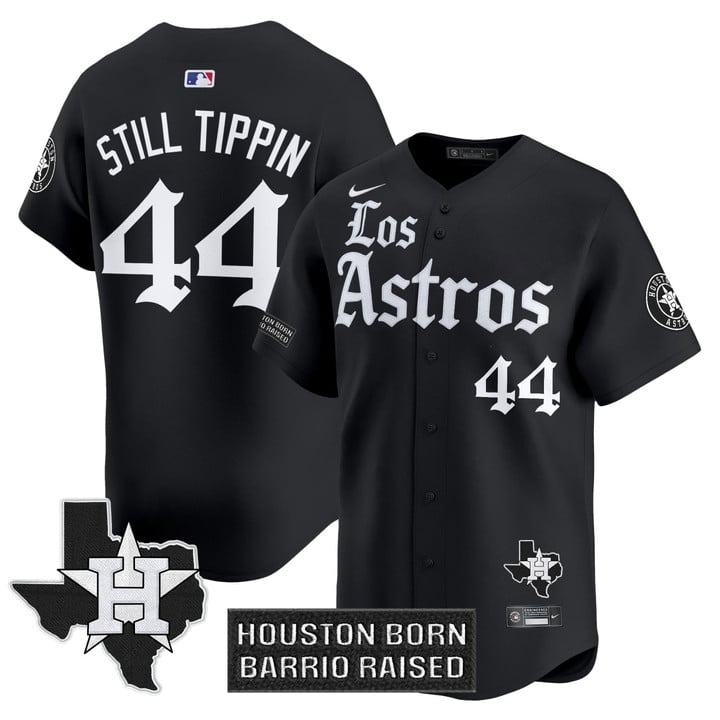 Still Tippin #44 Houston Astros Black Jersey - All Stitched