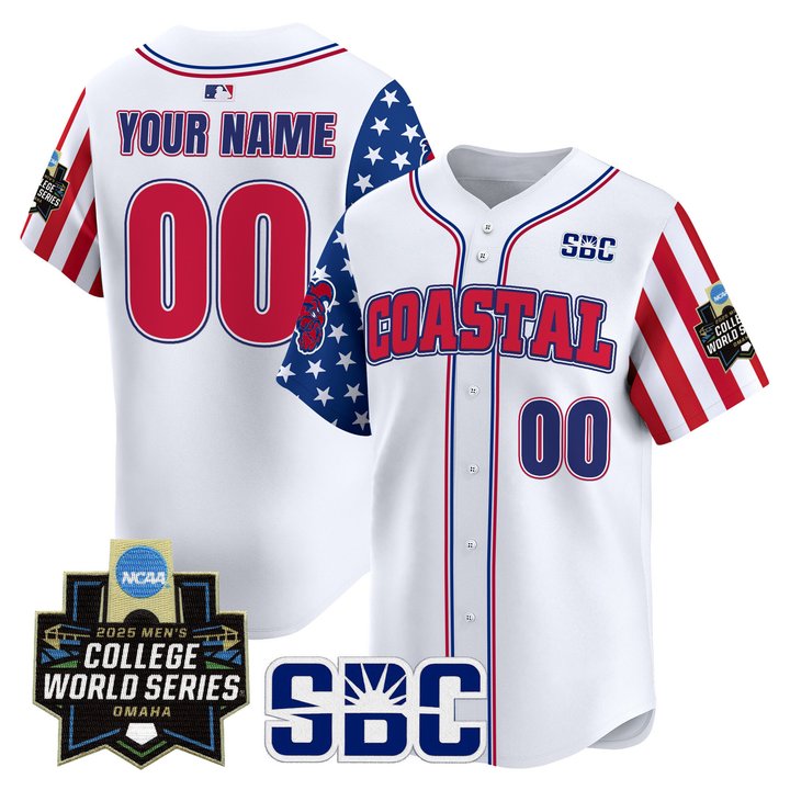 Coastal Carolina Chanticleers 2025 Independence Day Vapor Premier Limited Custom Jersey - World Series Patch - All Stitched