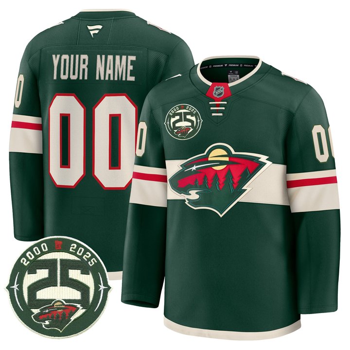 Minnesota Wild 25th Anniversary Patch Premium Custom Jersey - All Stitched
