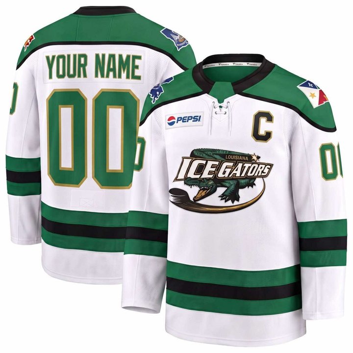 Louisiana IceGators White Hockey Custom Jersey - All Stitched