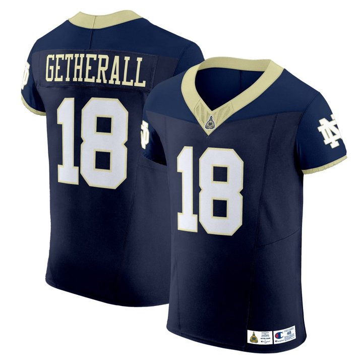 Joey Getherall #18 Notre Dame Fighting Navy Vapor Elite Jersey - All Stitched