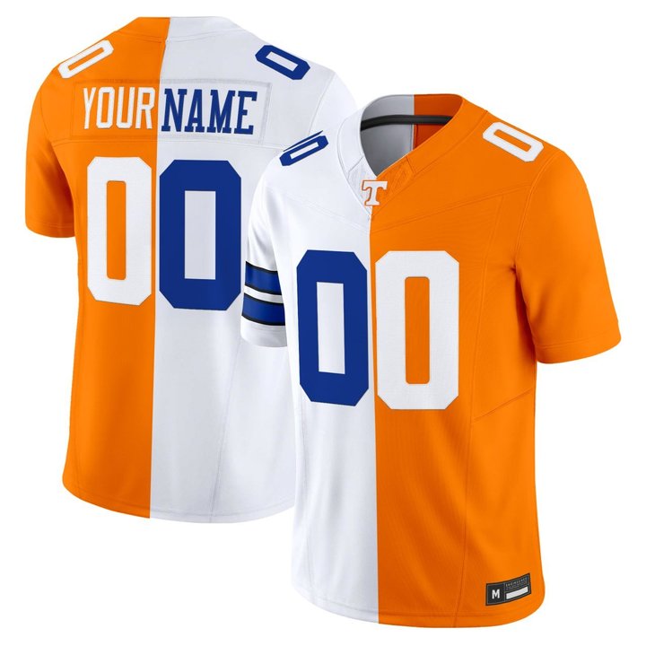 Dallas Cowboys & Tennessee Volunteers Split Custom Jersey - All Stitched
