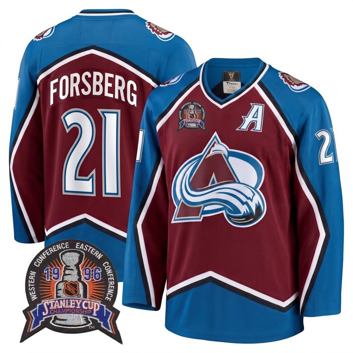 Peter Forsberg #21 Colorado Avalanche Burgundy Jersey - All Stitched