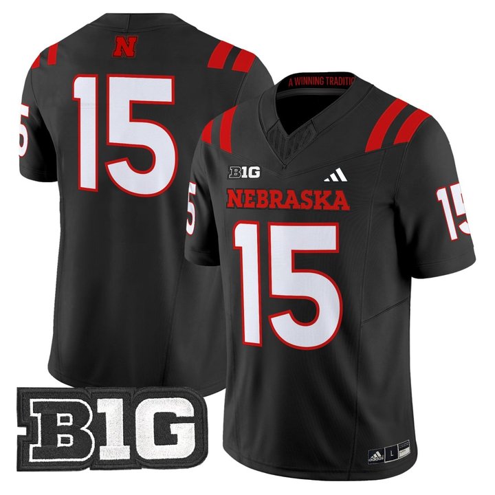 #15 Nebraska Huskers Black Jersey - All Stitched