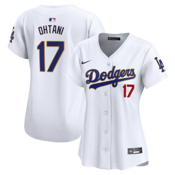 Women's Dodgers Gold Trim Vapor Premier Limited Jersey - All Stitched