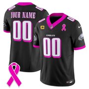 Philadelphia Eagles Black Pink Custom Jersey - All Stitched