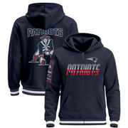 New England Patriots Navy Zip Hoodie - Stitched