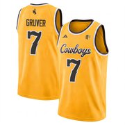 Kelan Gruver #7 Wyoming Cowboys Basketball Yellow Jersey - All Stitched