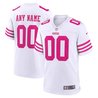 San Francisco 49ers White Pink Cancer Custom Jersey - All Stitched
