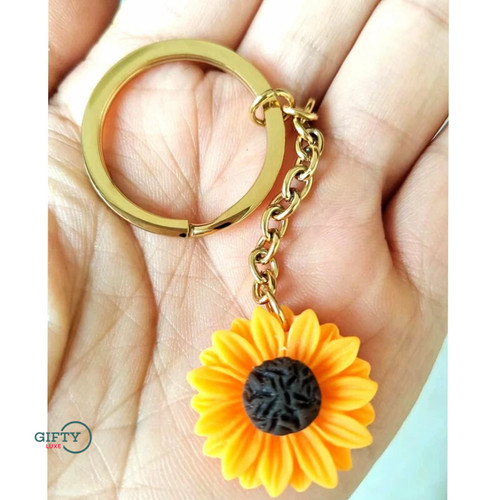 Sunflower Key Chain Mirror Polished Stainless Steel Keychains For DIY Making Keychain Men's Fashion Jewelry