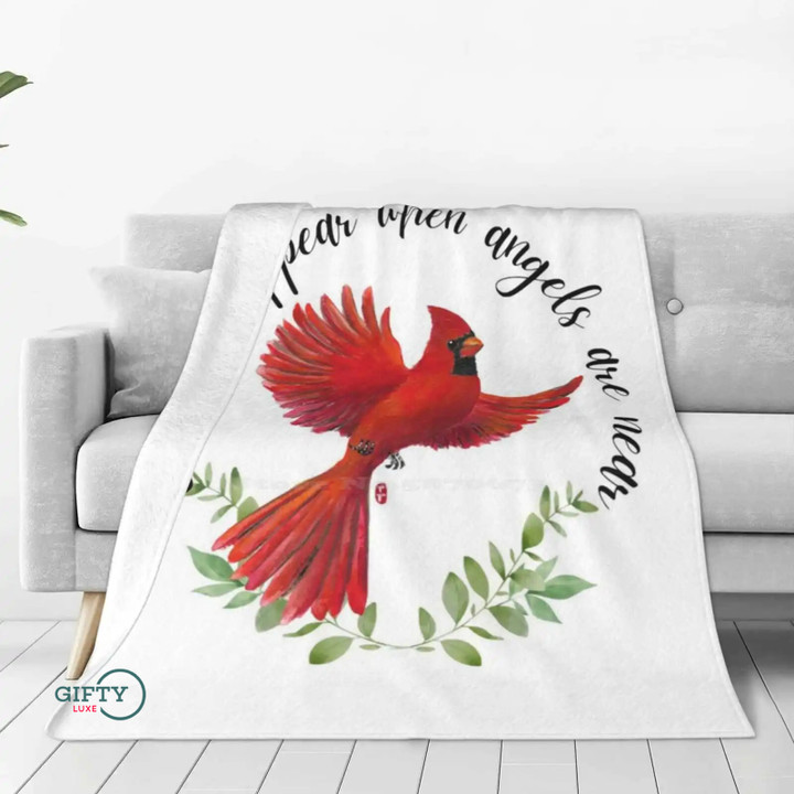 Cardinals Appear When Angels Are Near For Home Sofa Bed Camping Car Plane Travel Portable Blanket Spiritual Cardinal Bird Angel
