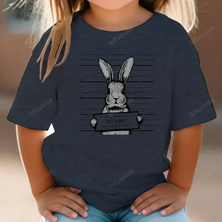 Criminal Rabbit Fashion Trend Kid T-shirts Bad Bunny Crime Stealing Carrots Print Short Sleeve Tees Boy Girl Harajuk Streetwear