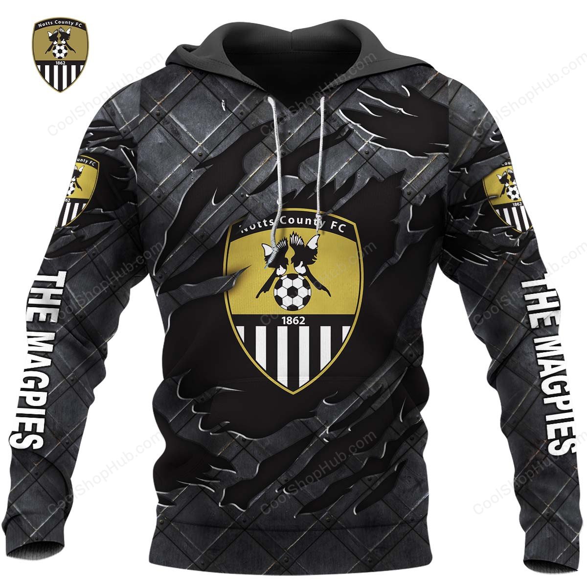 Notts County F.C Black Metal Design Shirt