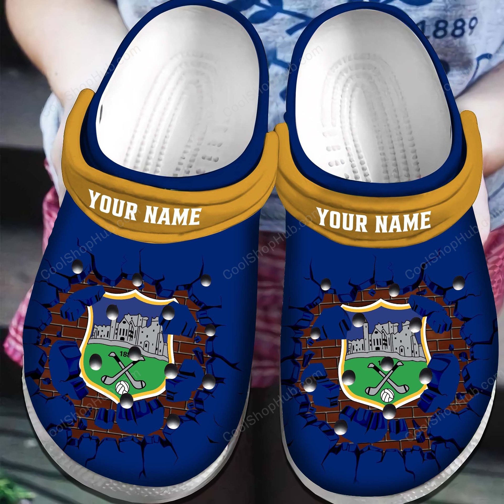 Tipperary GAA Broken Wall Design Crocs