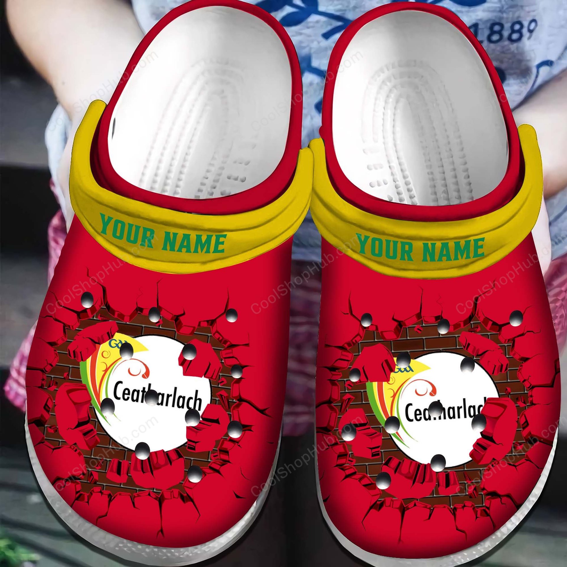 Carlow GAA Broken Wall Design Crocs
