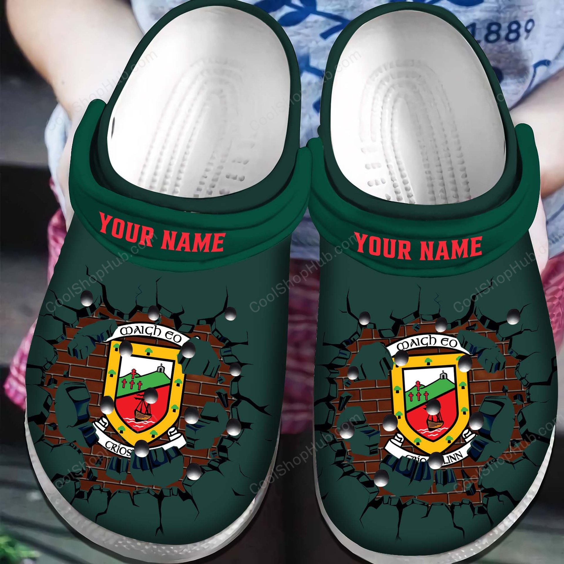 Mayo GAA Broken Wall Design Crocs