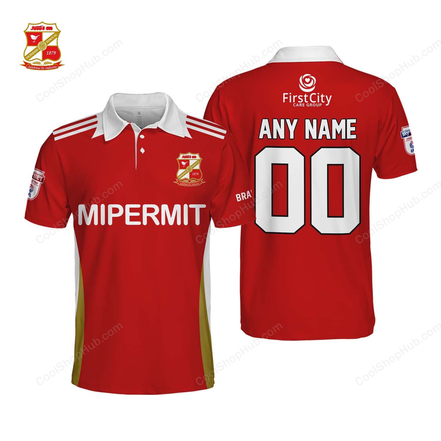 Swindon Town F.C Home Jersey Style Polo Shirt