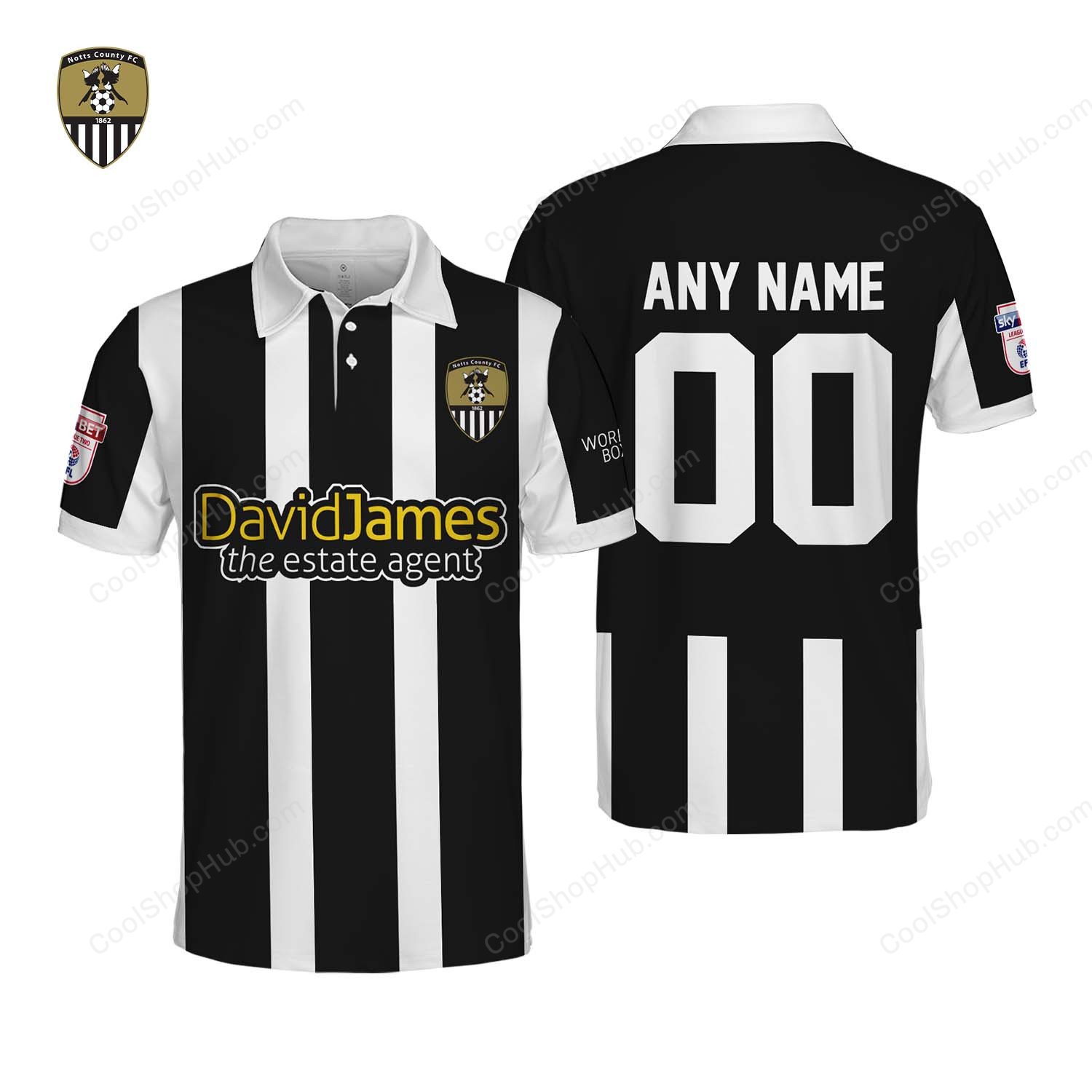 Notts County F.C Home Jersey Style Polo Shirt