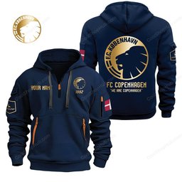 F.C. Copenhagen  Gold Logo Quarter Zip Hoodie