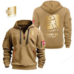 Lyngby Boldklub Gold Logo Quarter Zip Hoodie