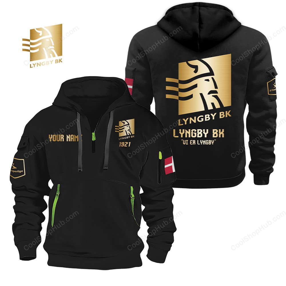 Lyngby Boldklub Gold Logo Quarter Zip Hoodie