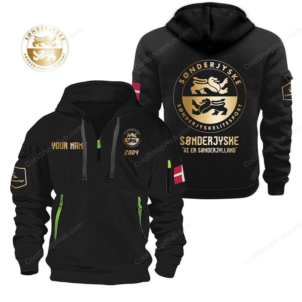 Sønderjyske Fodbold Gold Logo Quarter Zip Hoodie