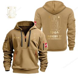 Brøndby IF Gold Logo Quarter Zip Hoodie
