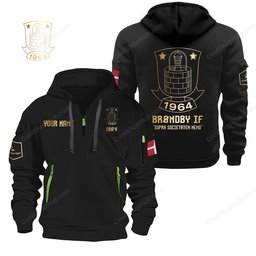 Brøndby IF Gold Logo Quarter Zip Hoodie