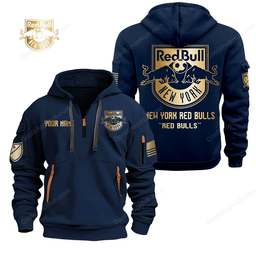New York Red Bulls ( MLS ) Gold Design Quarter Zip Hoodies