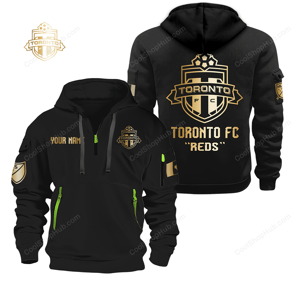 Toronto FC ( MLS ) Gold Design Quarter Zip Hoodies