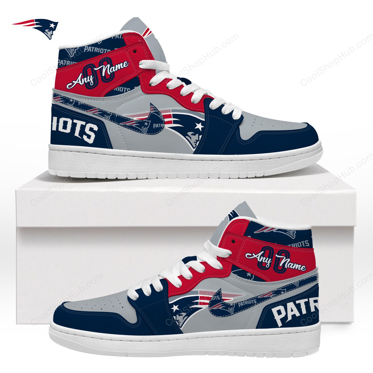 New England Patriots AJ 1 High Top Sneakers V1