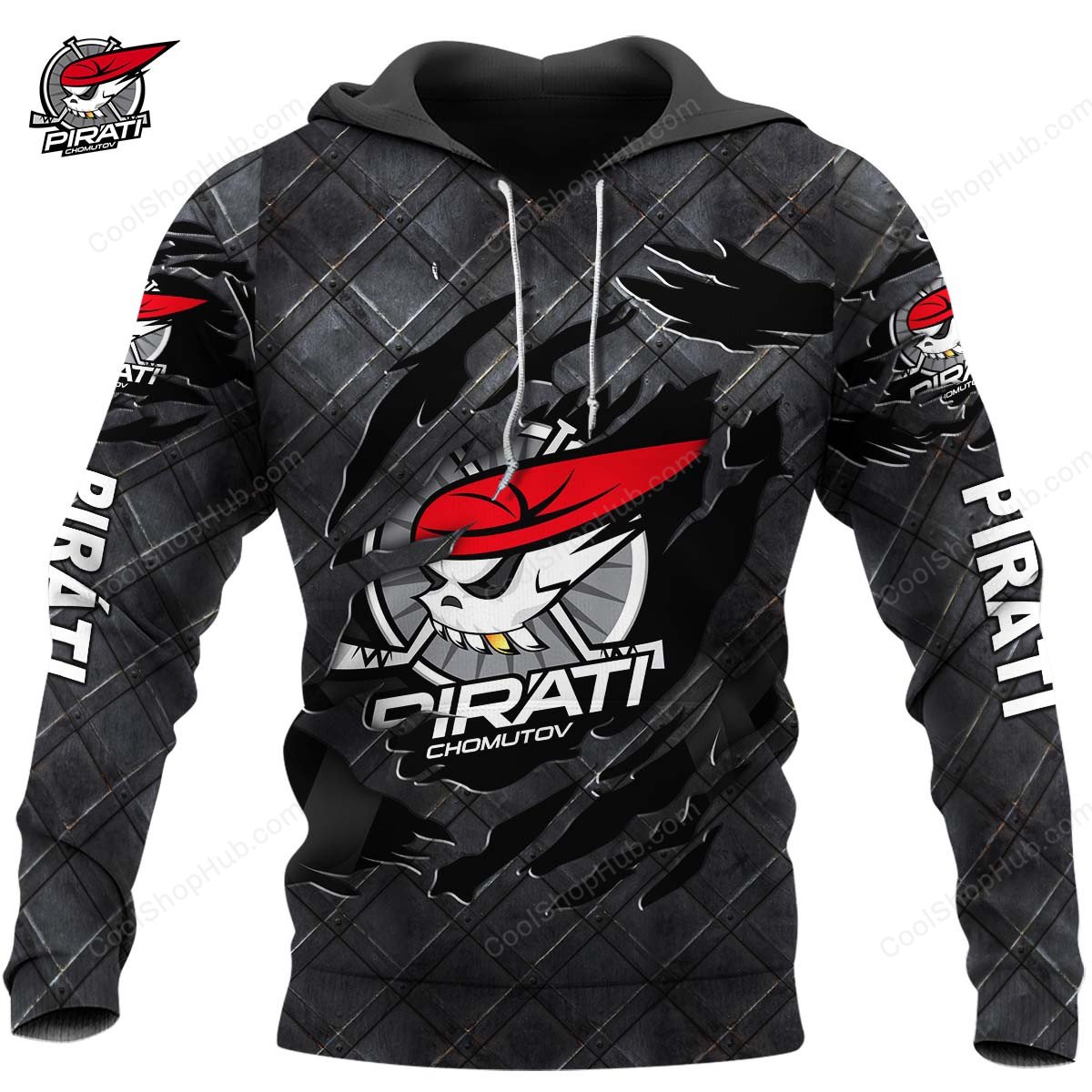 Piráti Chomutov Chance Liga Hokey Black Metal Design Shirt