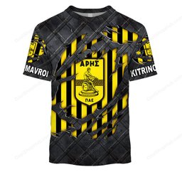 Aris Thessaloniki F.C Black Metal Design Shirt